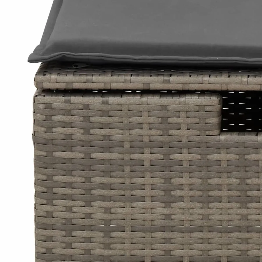 Salon de jardin 5 pcs avec coussins gris résine tressée - 10