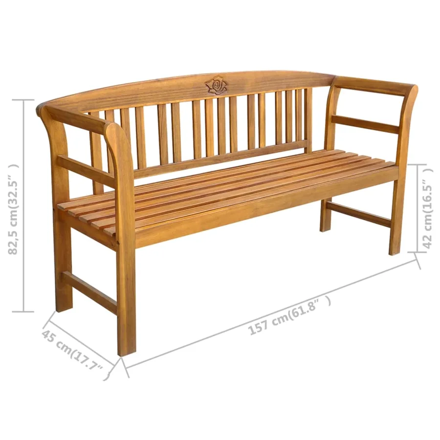 Garden bench 157 cm Solid acacia wood - 5