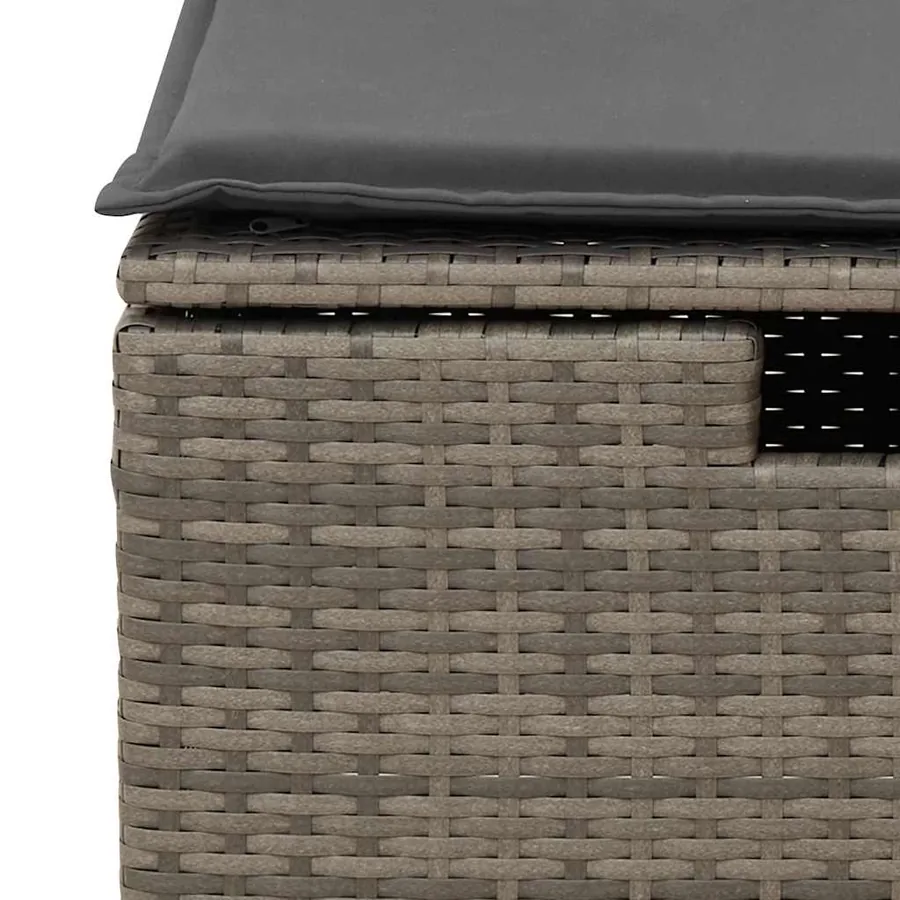 Salon de jardin 5 pcs avec coussins gris résine tressée - 10