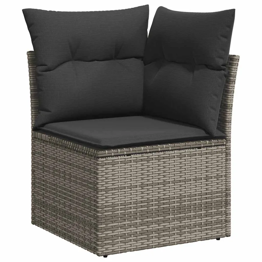 Salon de jardin 8 pcs avec coussins gris résine tressée - 4