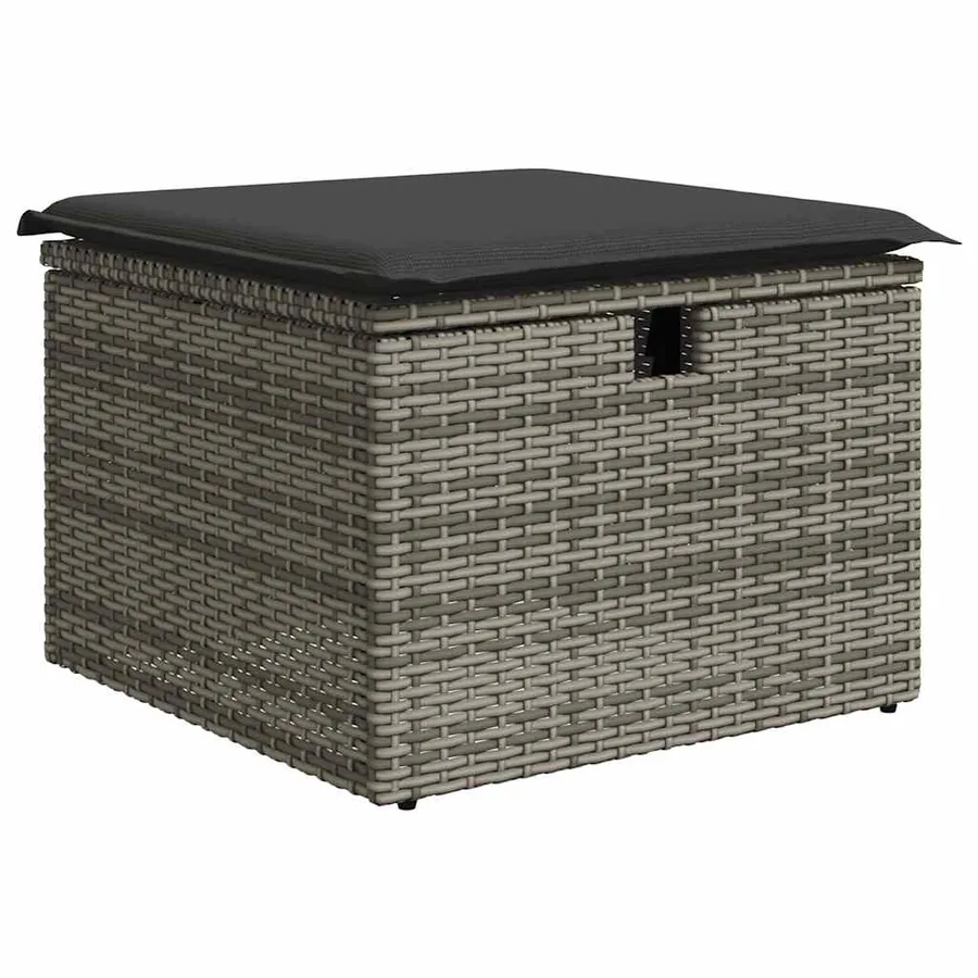 Salon de jardin 8 pcs avec coussins gris résine tressée - 6