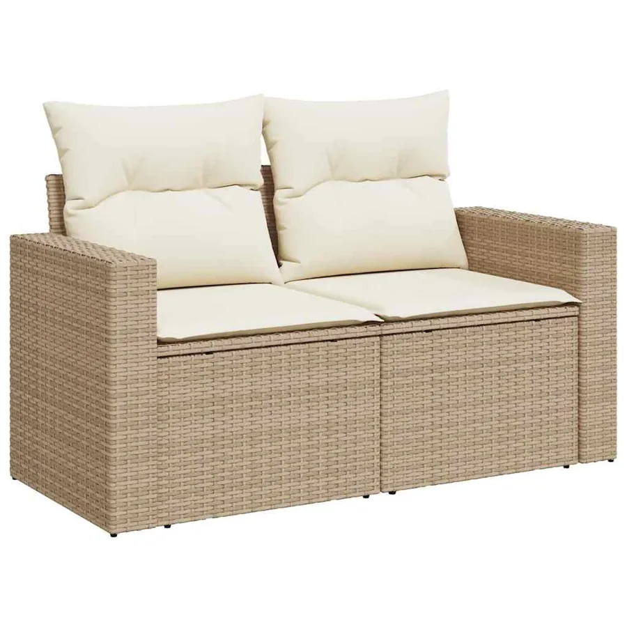 Salon de jardin 11 pcs avec coussins beige résine tressée - 7
