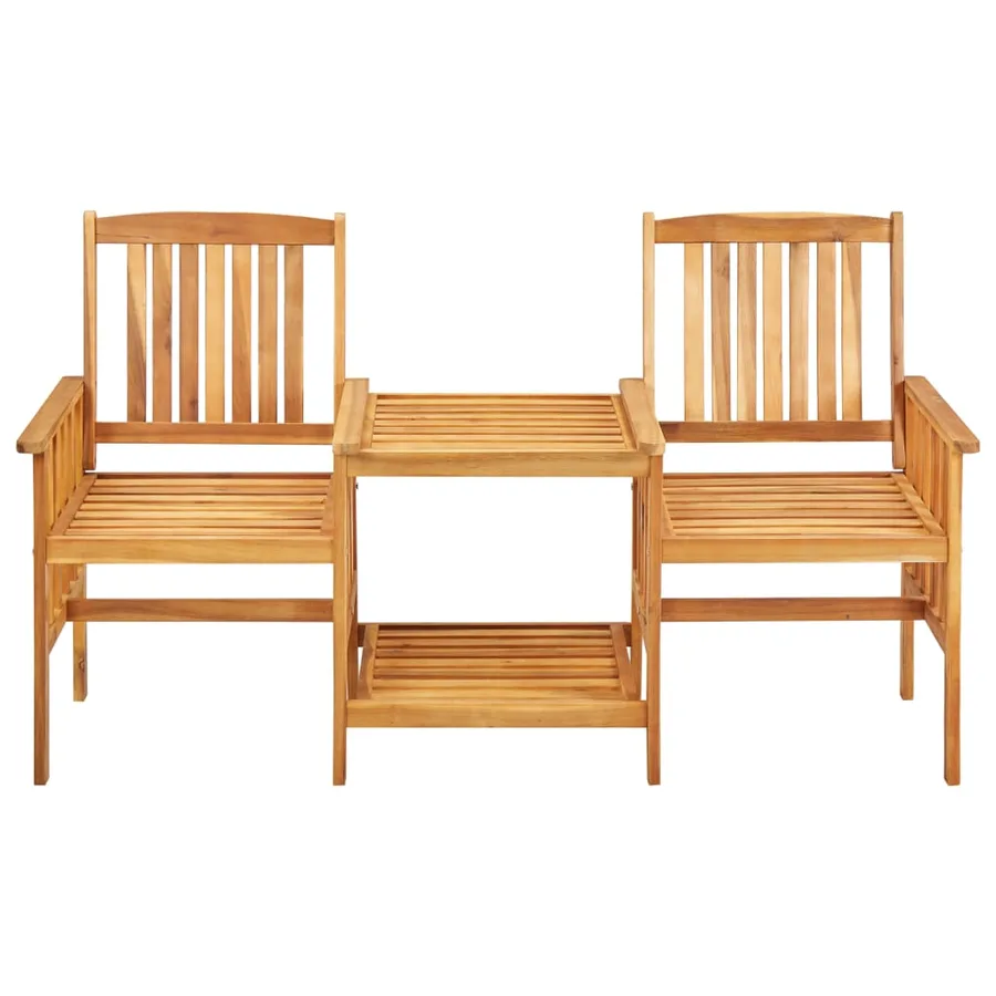 Chaises de jardin avec table à thé et coussins Acacia solide - 3