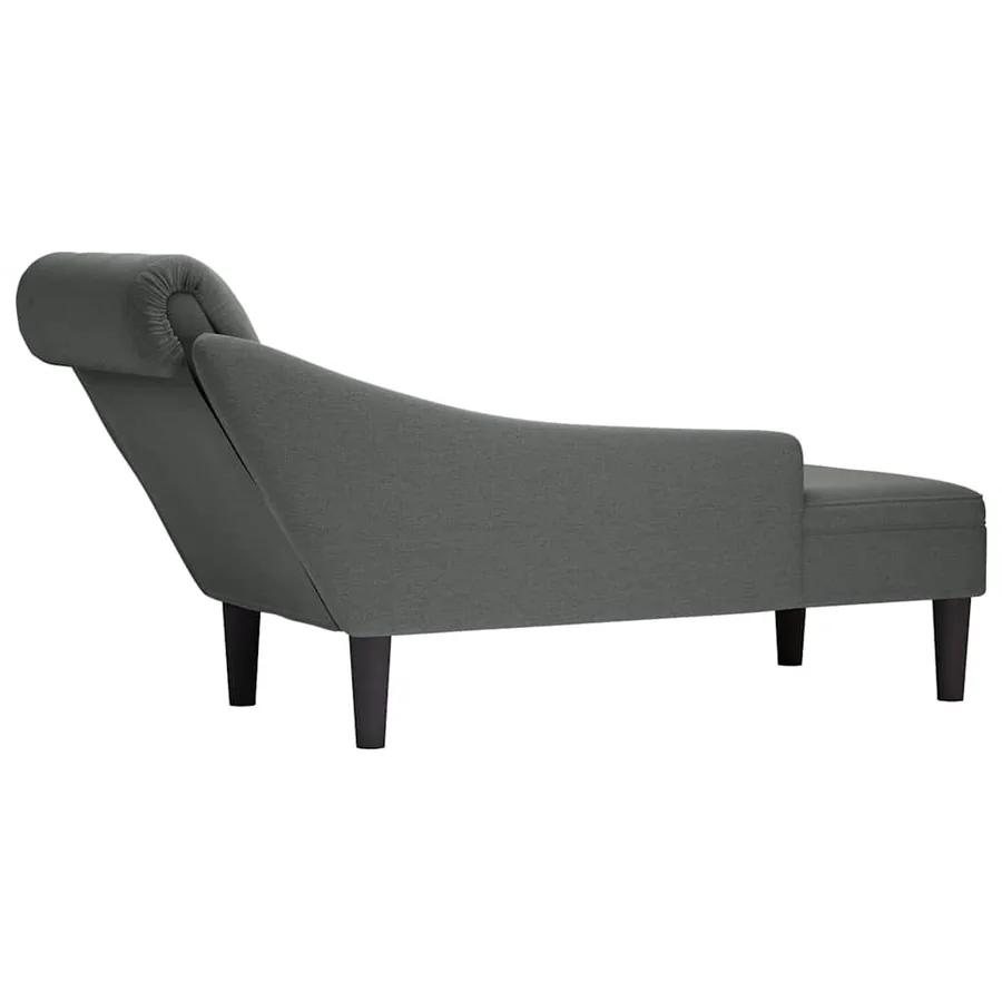 Fauteuil long avec coussin et accoudoir droit gris foncé tissu - 6