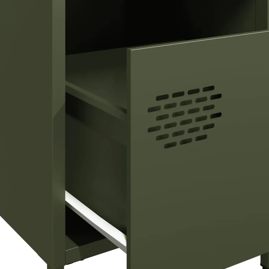 Table de chevet vert olive 35x39x43,5 cm acier - 9
