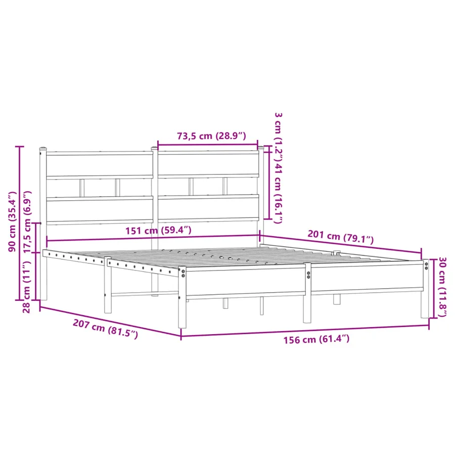 Cadre de lit sans matelas avec tête de lit 150x200 cm - 9