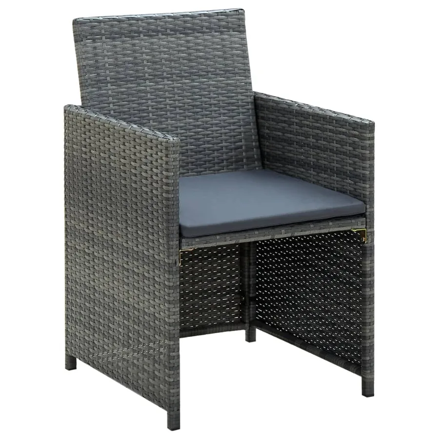 Salon de jardin 4 pcs avec coussins résine tressée gris - 4