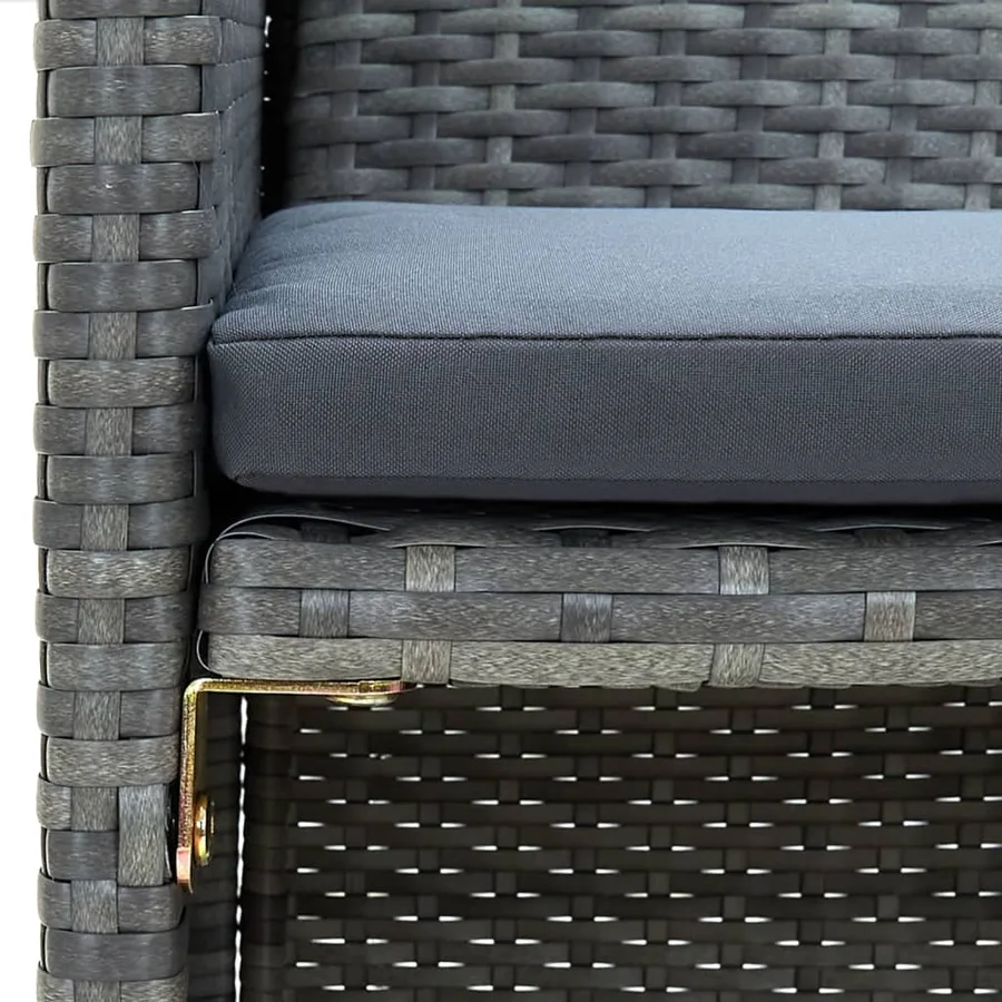 Salon de jardin 4 pcs avec coussins résine tressée gris - 8