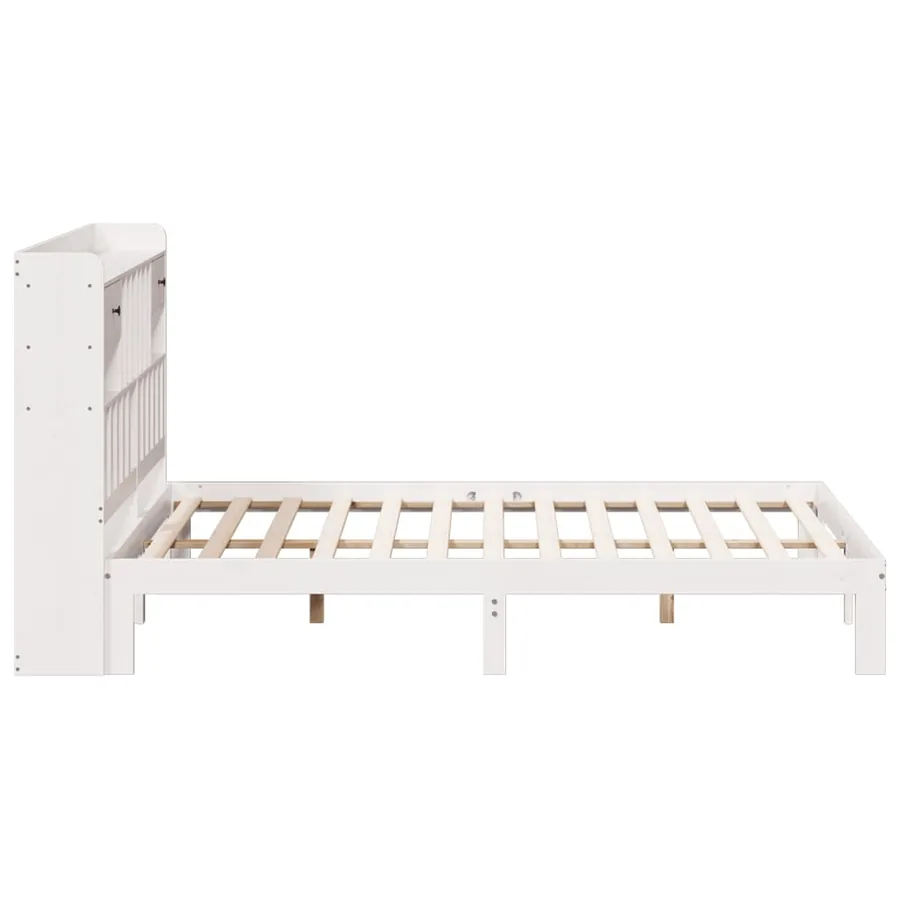 Lit bibliothèque sans matelas blanc 180x200 cm bois pin massif - 5