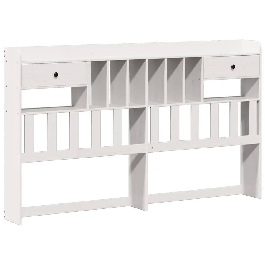 Lit bibliothèque sans matelas blanc 180x200 cm bois pin massif - 7