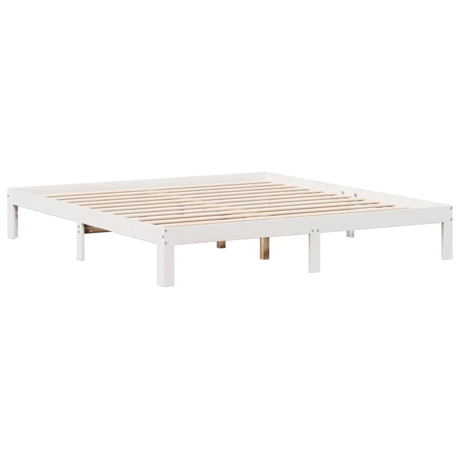 Lit bibliothèque sans matelas blanc 180x200 cm bois pin massif - 8