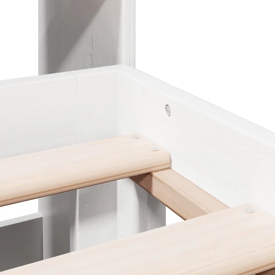 Lit bibliothèque sans matelas blanc 180x200 cm bois pin massif - 9