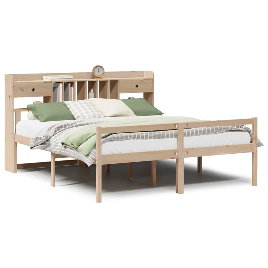 Lit bibliothèque sans matelas 180x200 cm bois massif de pin - 2