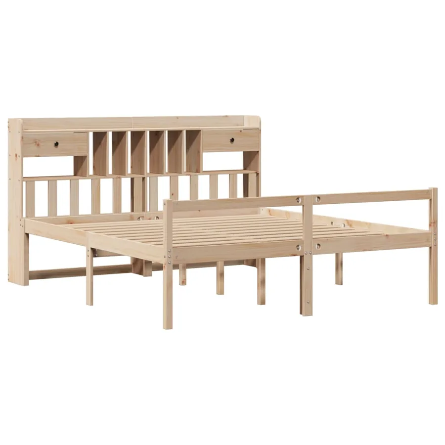 Lit bibliothèque sans matelas 180x200 cm bois massif de pin - 3