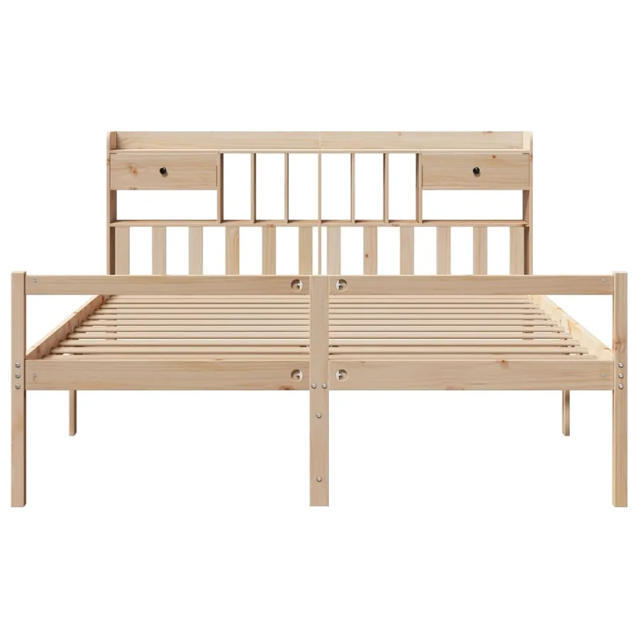 Lit bibliothèque sans matelas 180x200 cm bois massif de pin - 4