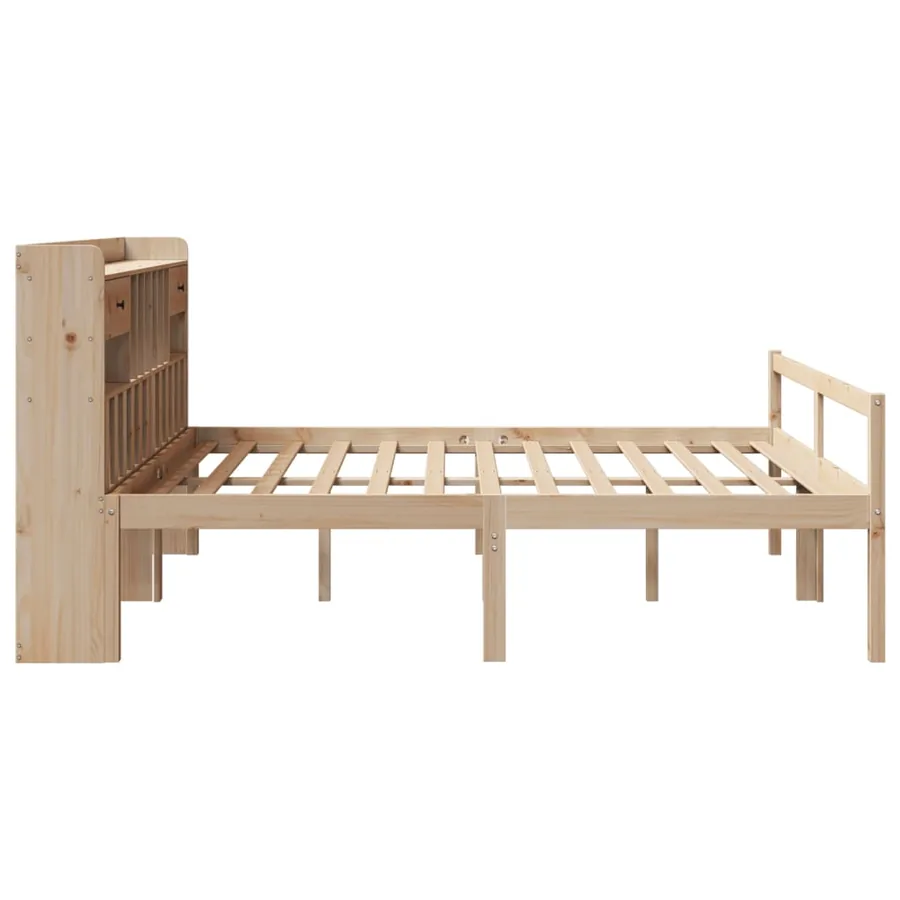 Lit bibliothèque sans matelas 180x200 cm bois massif de pin - 5