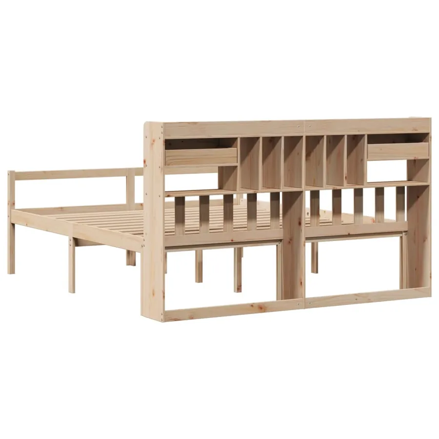 Lit bibliothèque sans matelas 180x200 cm bois massif de pin - 6