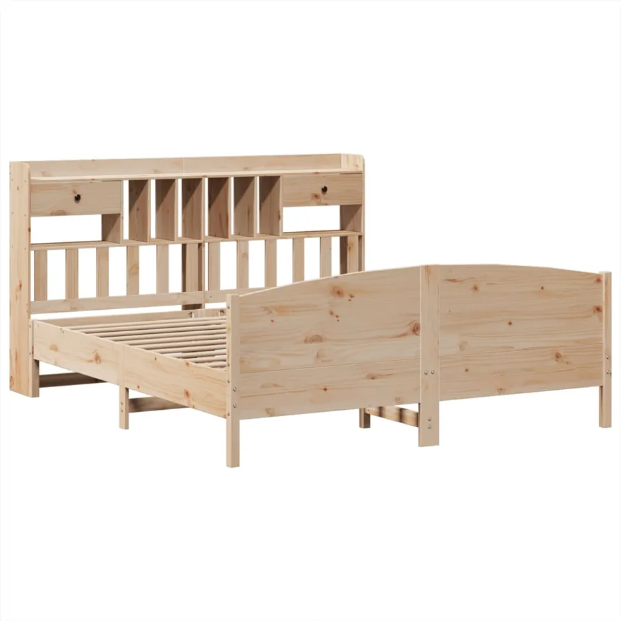Lit bibliothèque sans matelas 180x200 cm bois massif de pin - 3