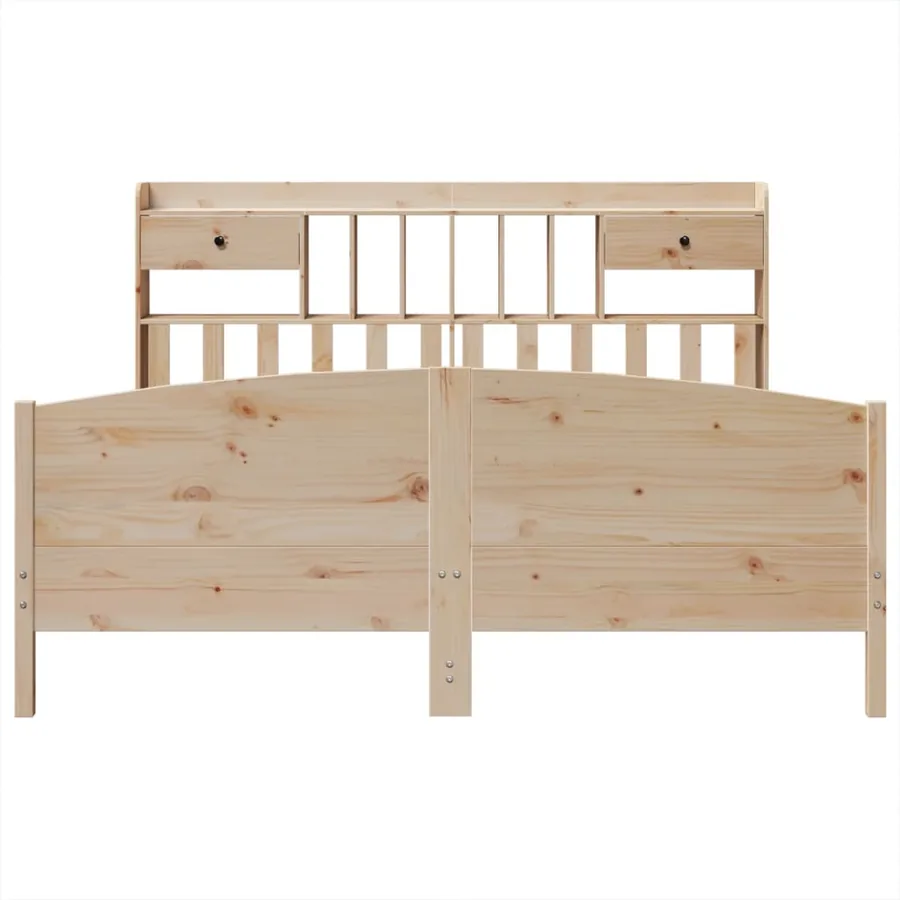 Lit bibliothèque sans matelas 180x200 cm bois massif de pin - 4