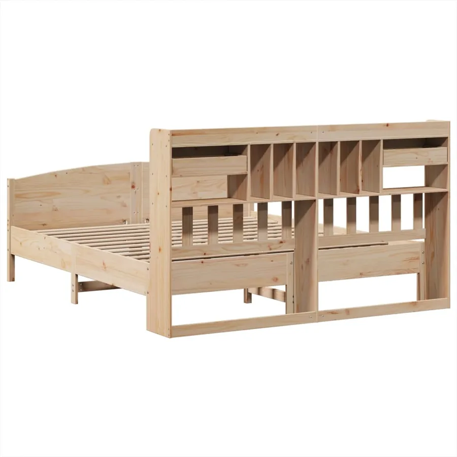 Lit bibliothèque sans matelas 180x200 cm bois massif de pin - 6