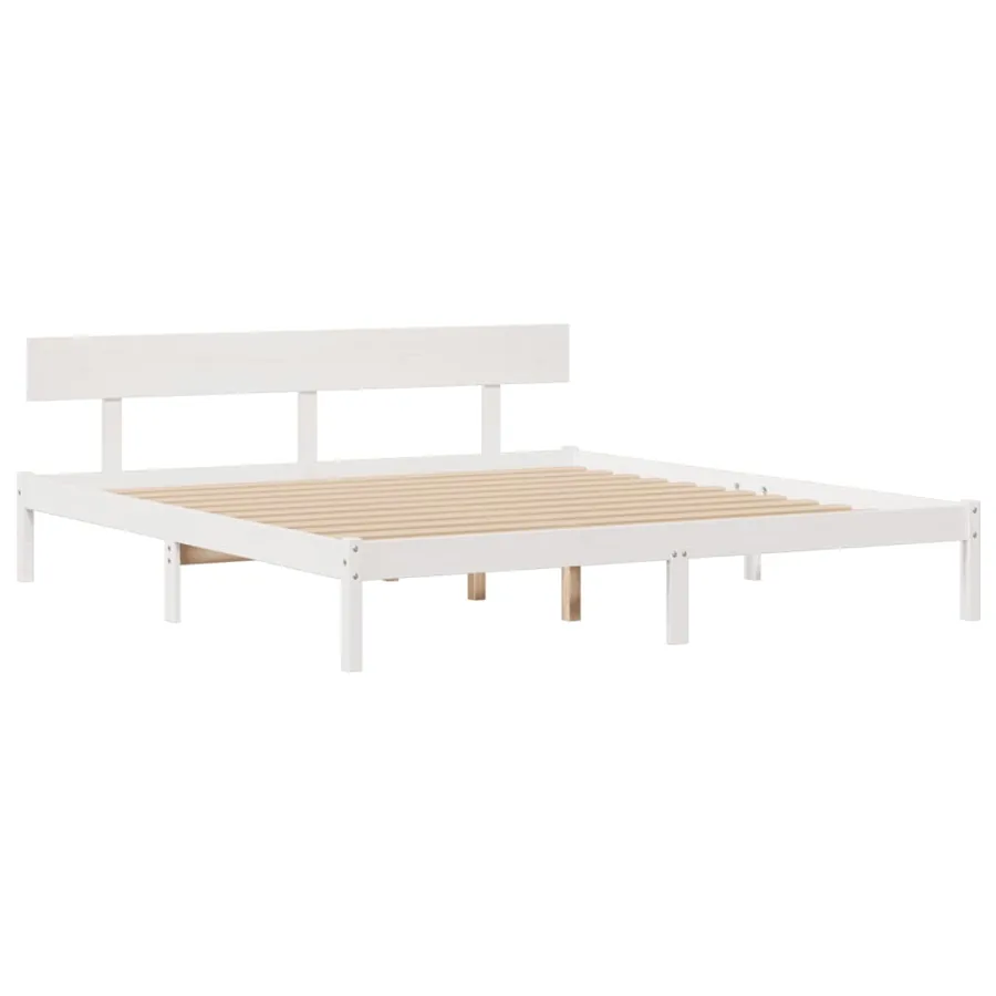Lit bibliothèque sans matelas blanc 180x200 cm bois pin massif - 5