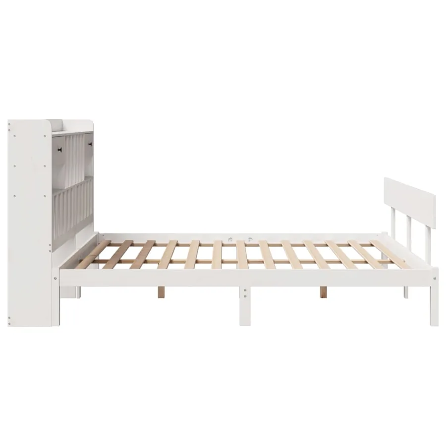 Lit bibliothèque sans matelas blanc 180x200 cm bois pin massif - 7
