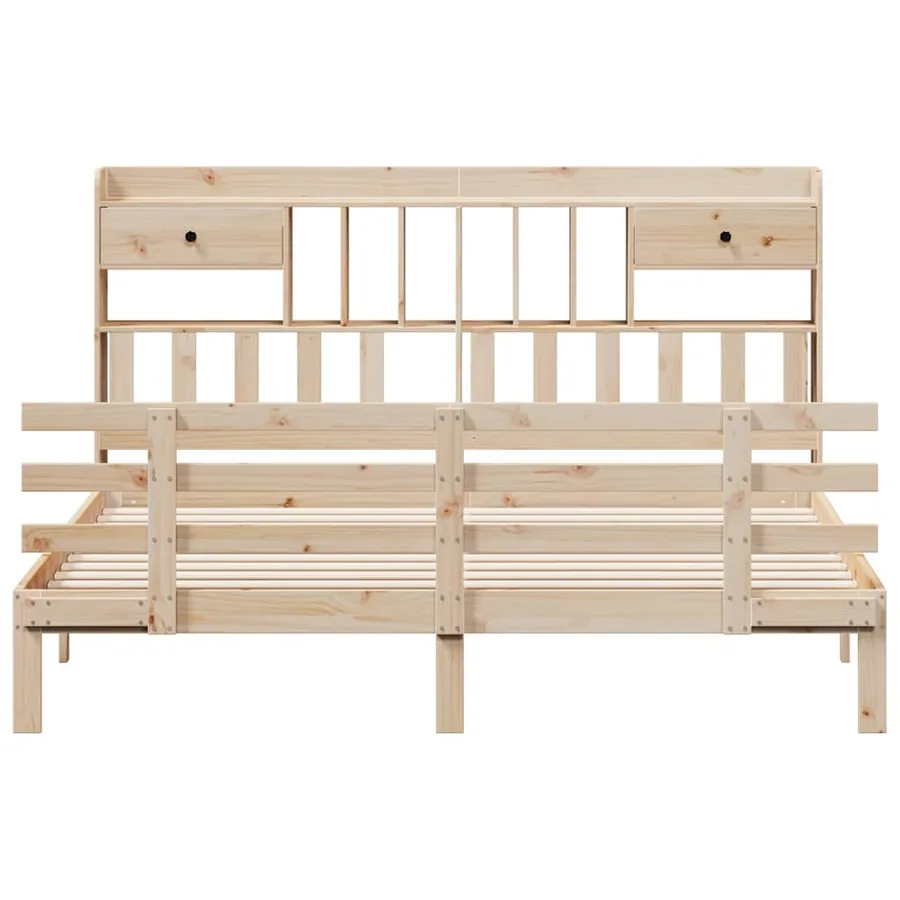 Lit bibliothèque sans matelas 180x200 cm bois massif de pin - 4