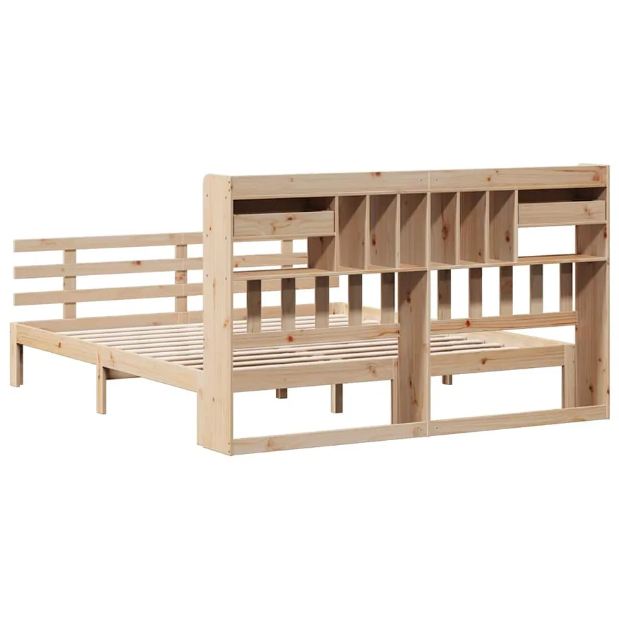 Lit bibliothèque sans matelas 180x200 cm bois massif de pin - 6