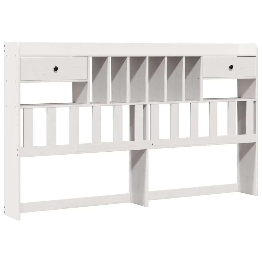 Lit bibliothèque sans matelas blanc 180x200 cm bois pin massif - 7