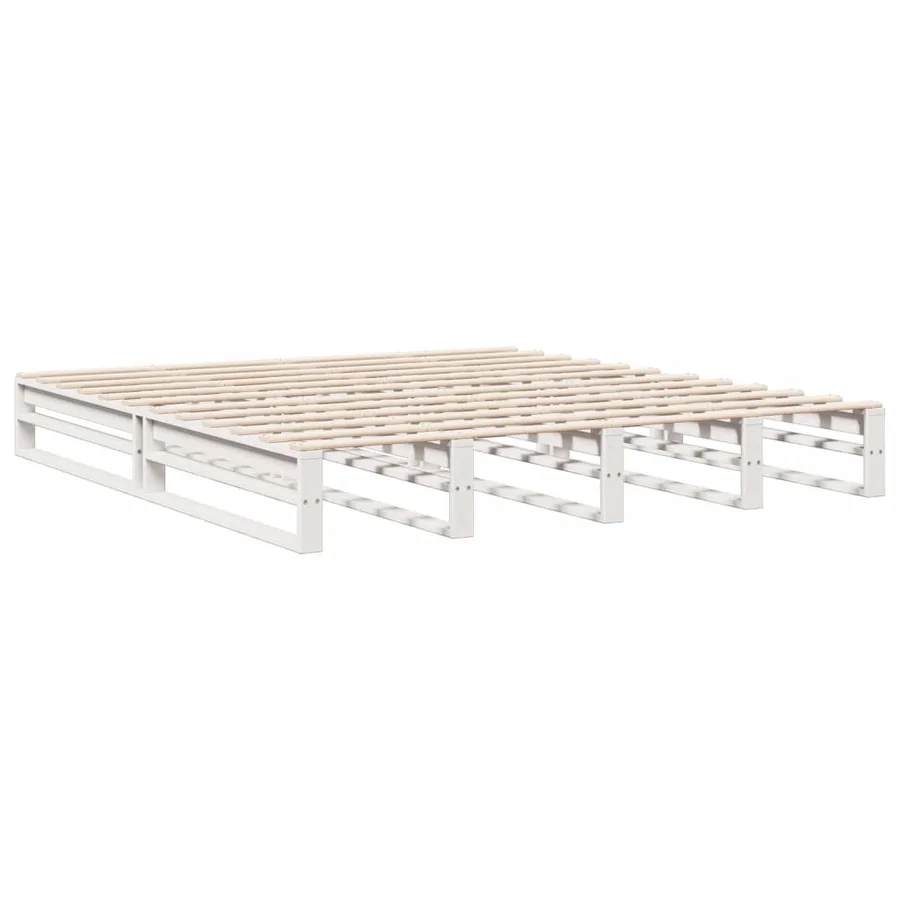 Lit bibliothèque sans matelas blanc 180x200 cm bois pin massif - 8