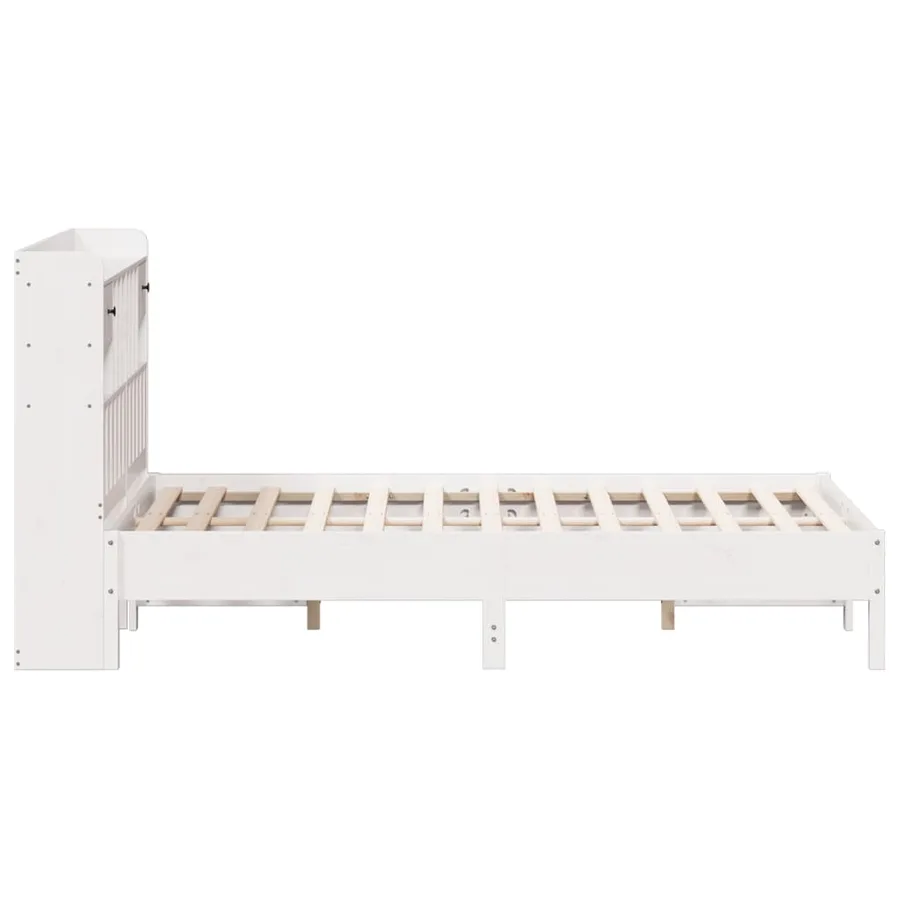 Lit bibliothèque sans matelas blanc 150x200 cm bois pin massif - 5