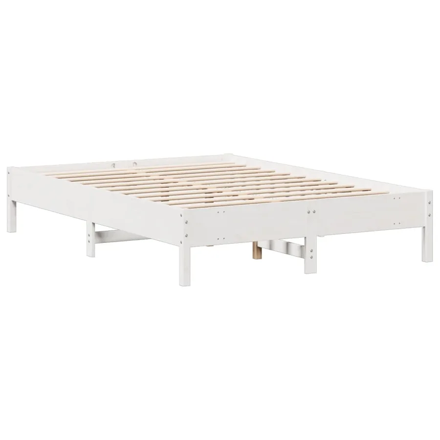 Lit bibliothèque sans matelas blanc 150x200 cm bois pin massif - 8