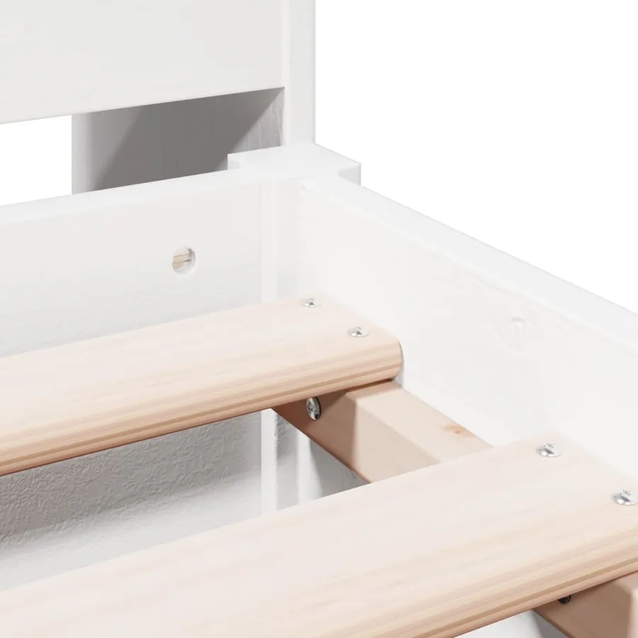 Lit bibliothèque sans matelas blanc 150x200 cm bois pin massif - 9