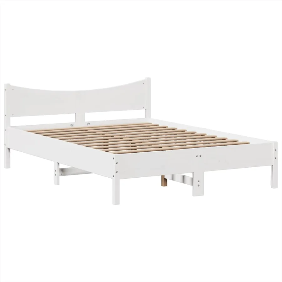 Cadre de lit sans matelas blanc 150x200 cm bois de pin massif - 5