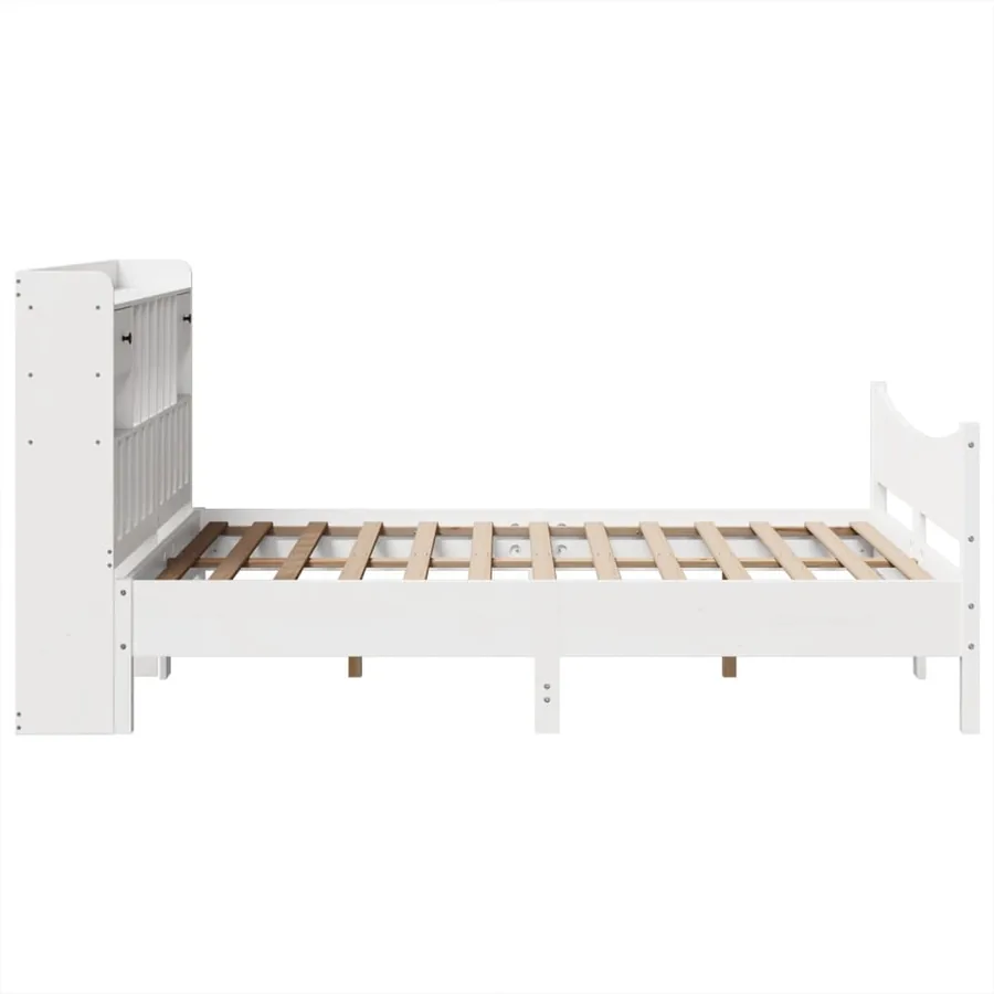 Cadre de lit sans matelas blanc 150x200 cm bois de pin massif - 7