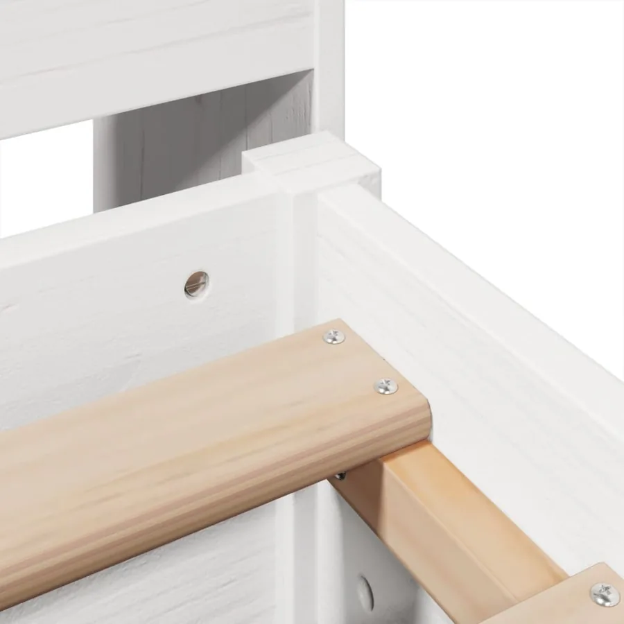 Cadre de lit sans matelas blanc 150x200 cm bois de pin massif - 9