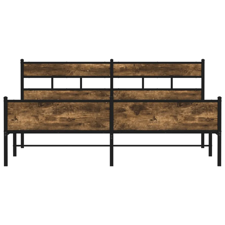 Cadre de lit en métal sans matelas chêne fumé 200x200 cm - 4