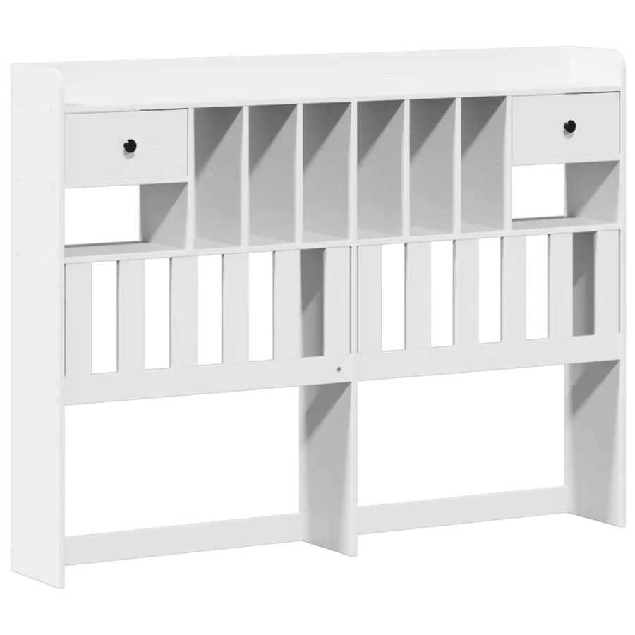 Lit bibliothèque sans matelas blanc 150x200 cm bois pin massif - 7