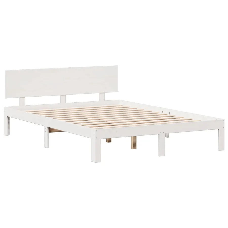 Lit bibliothèque sans matelas blanc 150x200 cm bois pin massif - 8