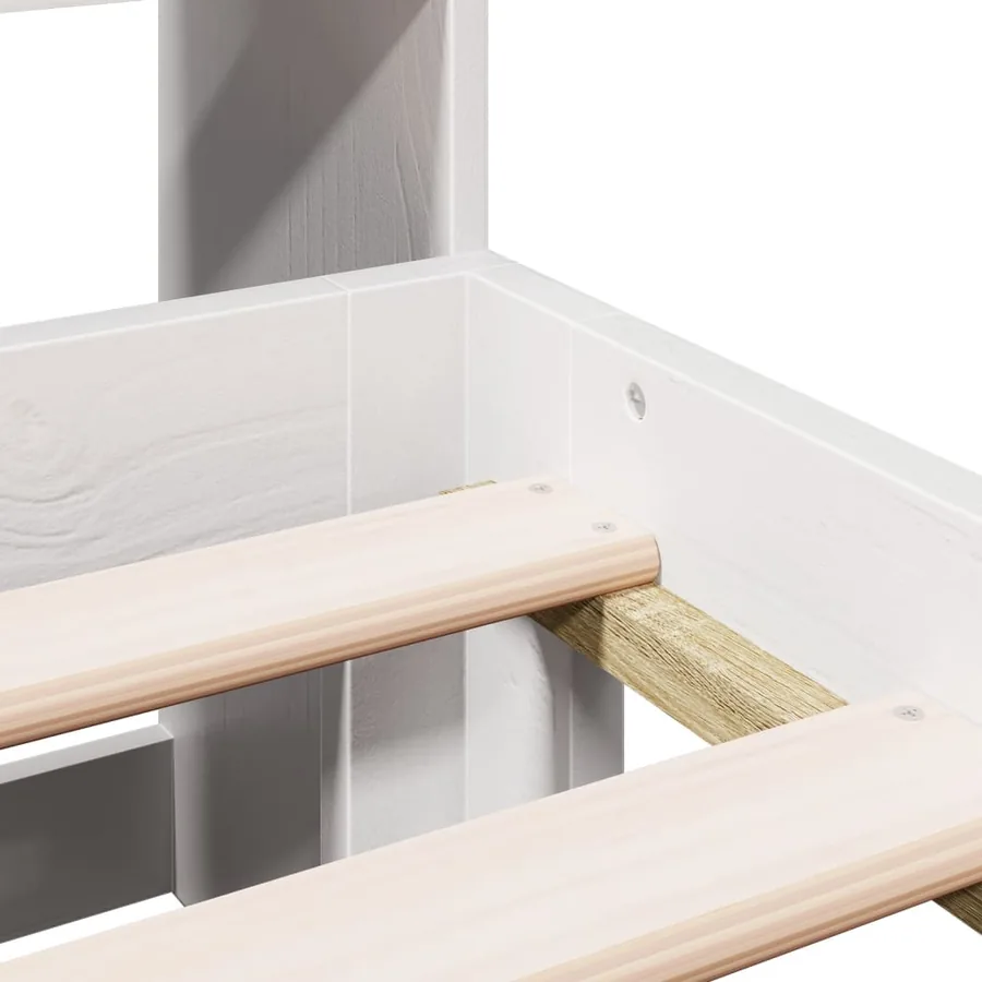Lit bibliothèque sans matelas blanc 150x200 cm bois pin massif - 9