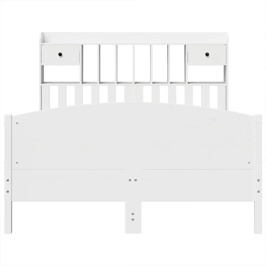 Lit bibliothèque sans matelas blanc 150x200 cm bois pin massif - 4