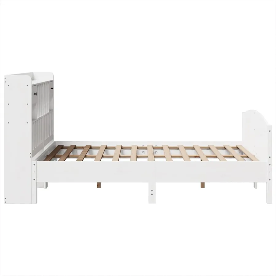 Lit bibliothèque sans matelas blanc 150x200 cm bois pin massif - 5