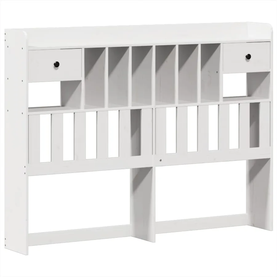 Lit bibliothèque sans matelas blanc 150x200 cm bois pin massif - 7