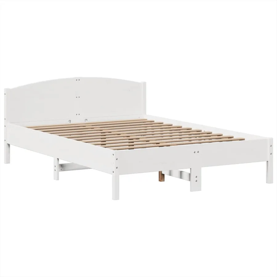 Lit bibliothèque sans matelas blanc 150x200 cm bois pin massif - 8