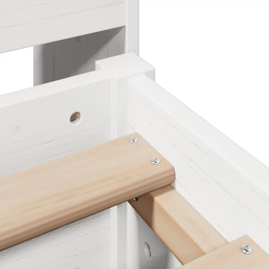 Lit bibliothèque sans matelas blanc 150x200 cm bois pin massif - 9