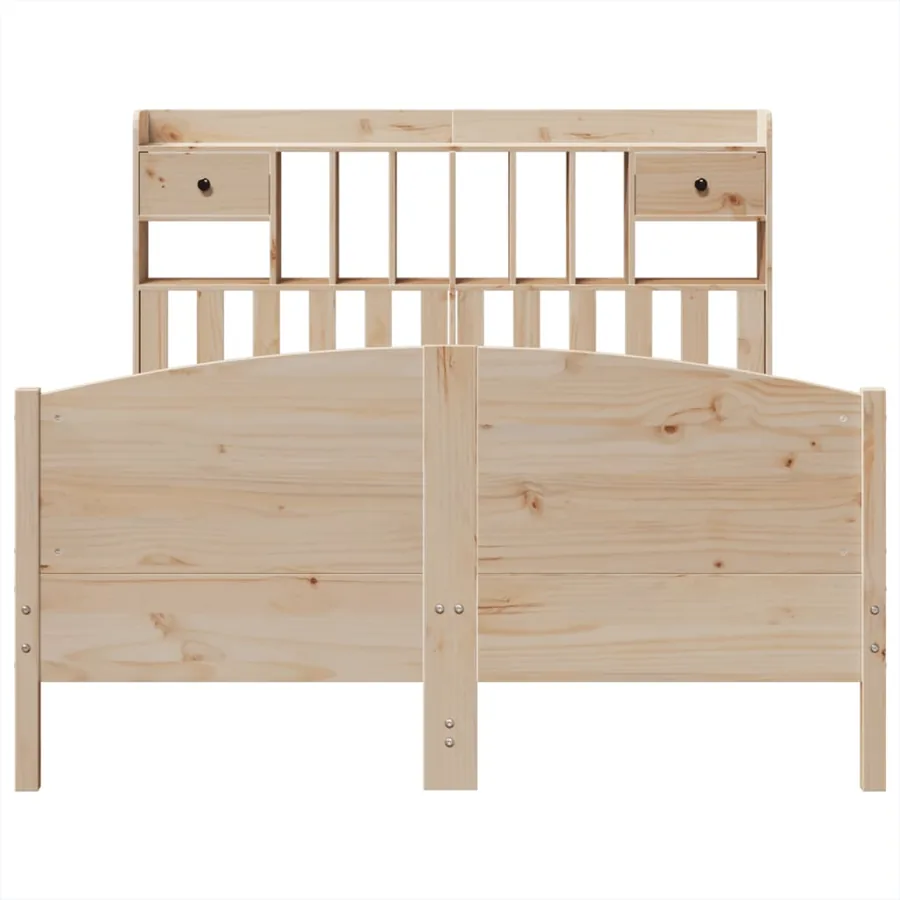 Lit bibliothèque sans matelas 140x200 cm bois massif de pin - 4