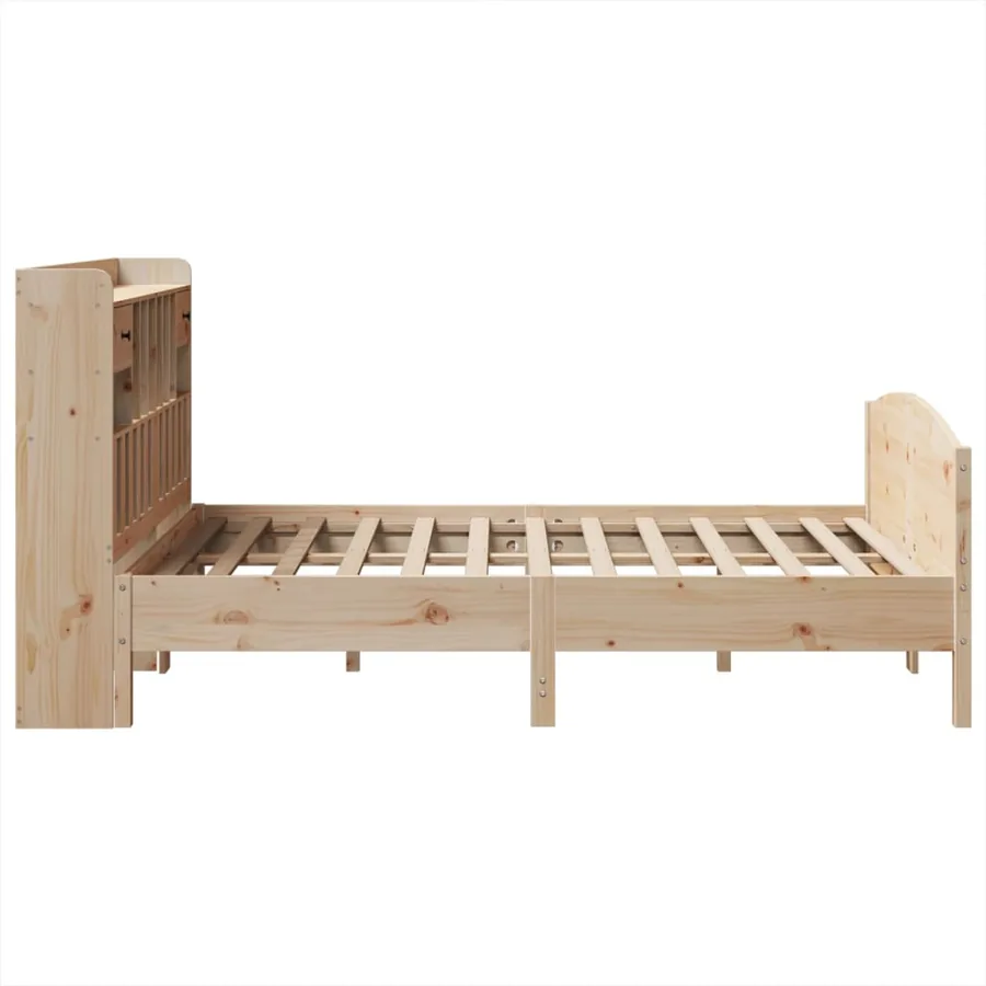 Lit bibliothèque sans matelas 140x200 cm bois massif de pin - 5