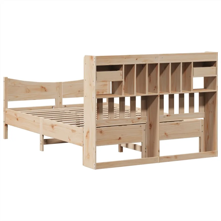 Cadre de lit sans matelas 140x190 cm bois de pin massif - 8