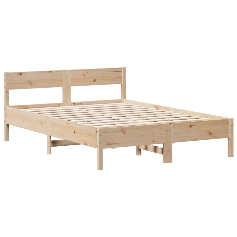 Lit bibliothèque sans matelas 140x190 cm bois de pin massif - 8
