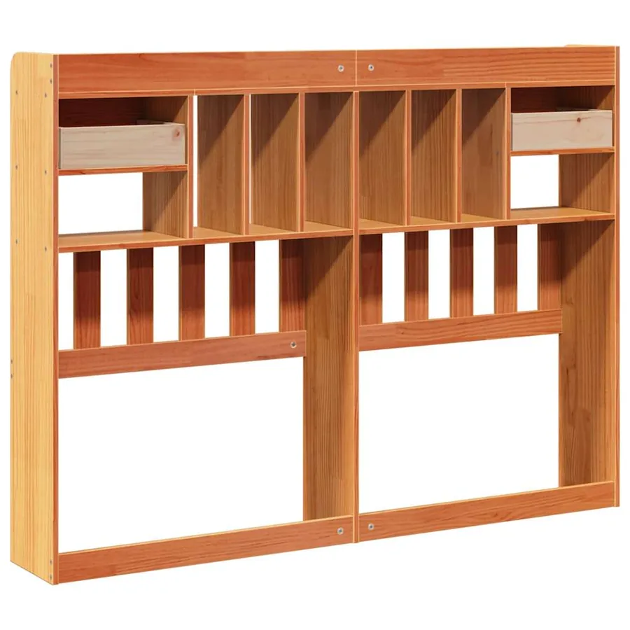 Tête de lit avec rangement cire marron 160cm bois massif de pin - 6